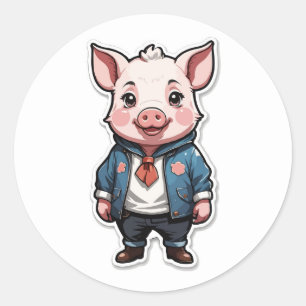 Adesivo Redondo Legal Piglet Design - Um companheiro bonito e Quir