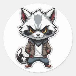 Adesivo Redondo Legal Raccoon Sticker - Um Bandido com Atitude