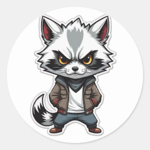 Adesivo Redondo Legal Raccoon Sticker - Um Bandido com Atitude