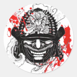 Adesivo Redondo Legal sangue, samurai demon mask helm tatuagem