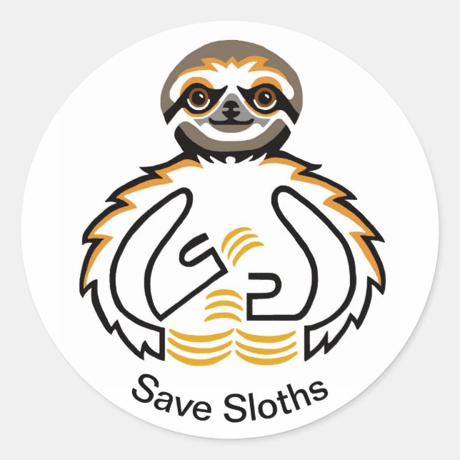 Adesivo Redondo Legal Save SLOTHS- Animal ativista -Wildlife (Frente)