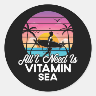 Adesivo Redondo Legal surfer vitamin sea word art