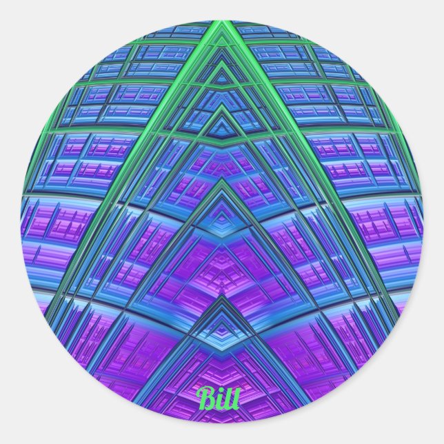 Adesivo Redondo Legal! Verde Azul Geométrico ~ (Frente)