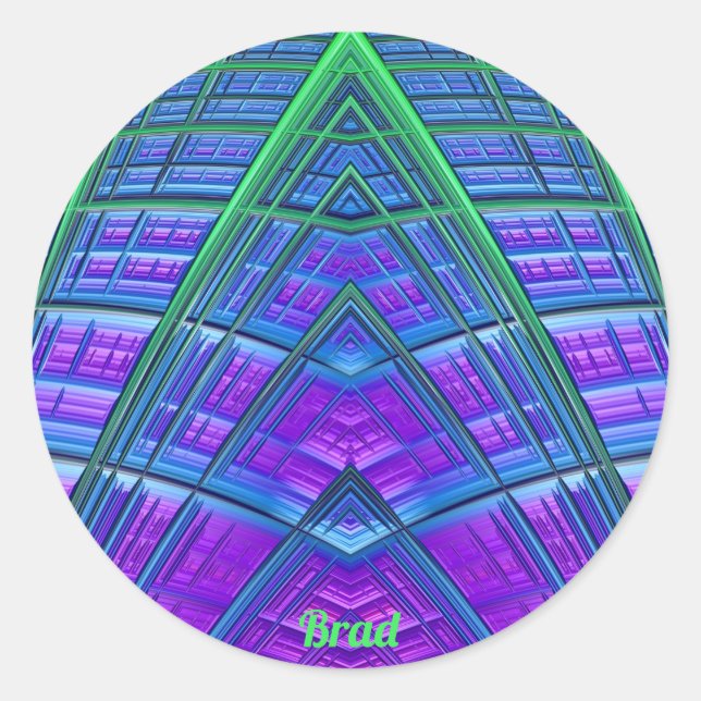 Adesivo Redondo Legal! Verde Azul Geométrico ~ (Frente)