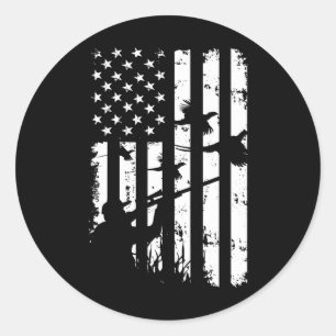 Adesivo Redondo Legal Waterfowl American Vintage Usa Flag Pheasant