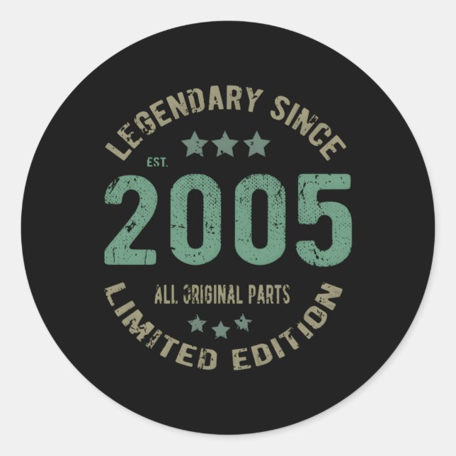 Adesivo Redondo Legenda De 18 Dias Desde 2005 18º (Frente)