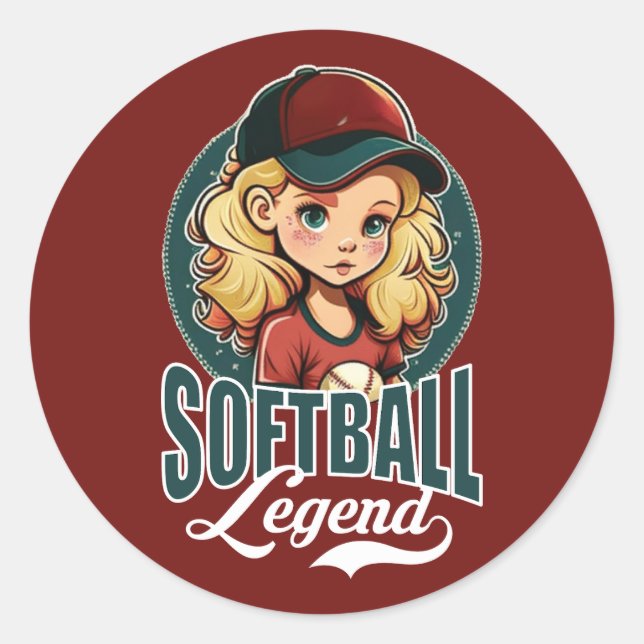 Adesivo Redondo Legenda de Softball (Frente)