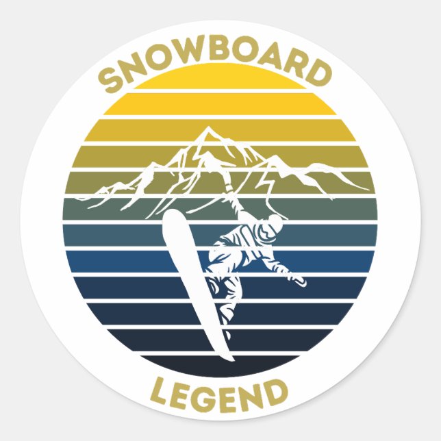 Adesivo Redondo Legenda do Snowboard (Frente)