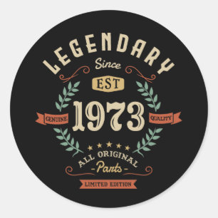 Adesivo Redondo Legendário Desde 1973 Edição Limitada Birthday G