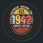 Adesivo Redondo Legendary Awesome Epic Est 1942 80th Birthday<br><div class="desc">Vintage Legendary Awesome Epic Est 1942 1942 80th Birthday</div>