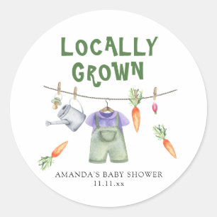 Adesivo Redondo Legumes cultivados localmente aguarela baby shower
