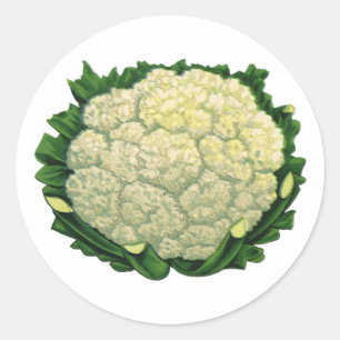 Adesivo Redondo Legumes Vegetais Couve-Flor Comida Antiga