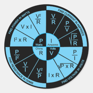 Adesivo Redondo Lei de Ohm - preto e azul