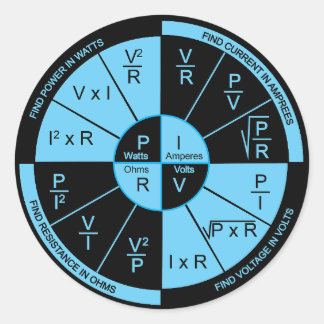 Adesivo Redondo Lei de Ohm - preto e azul