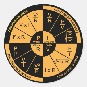 Adesivo Redondo Lei de Ohm - Preto e Laranja
