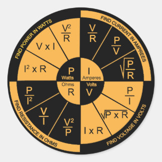 Adesivo Redondo Lei de Ohm - Preto e Laranja