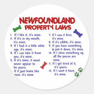 Adesivo Redondo Lei de propriedade da NEWFOUNDLAND 2