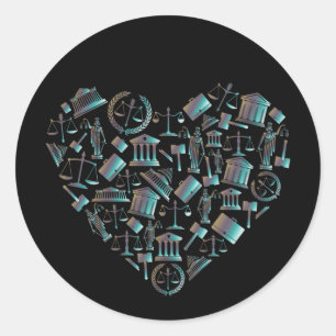 Adesivo Redondo Lei do Amor - Coração Verde Lunar Minimalista