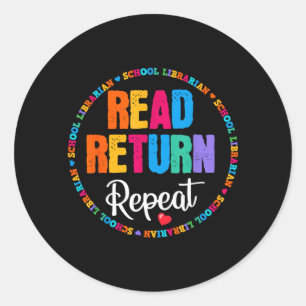 Adesivo Redondo Leia Devolva Repita Bibliotecário Escolar Bibliote