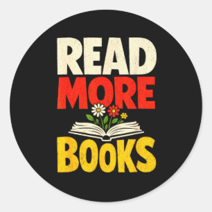 Adesivo Redondo Leia mais livros flor ousada minhoca motivacional
