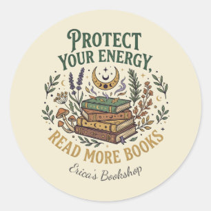 Adesivo Redondo Leia Mais Livros Proteja Sua Energia Celestial