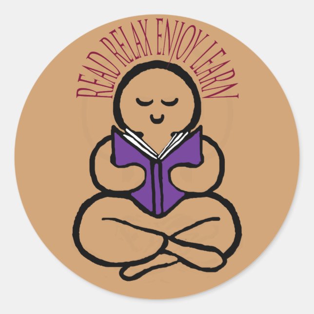 Adesivo Redondo Leia Relaxe Desfrute Saiba (Frente)