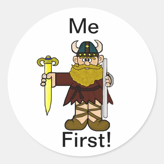 Adesivo Redondo Leif Erikson "Me First" Stickers! (Frente)