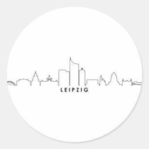 Adesivo Redondo LEIPZIG Alemanha City Skyline Silhouette