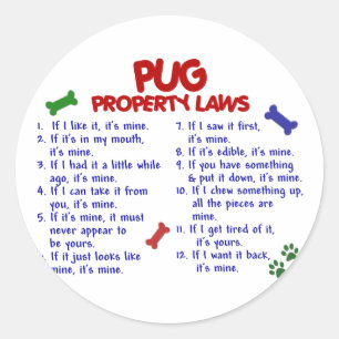 Adesivo Redondo Leis 2 da propriedade do PUG