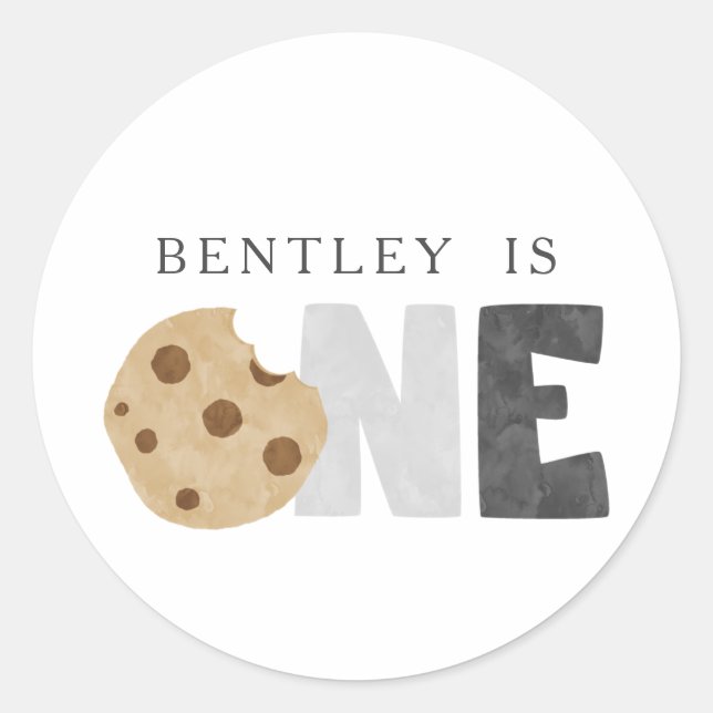 Adesivo Redondo Leite e Cookies Primeiro Aniversário (Frente)