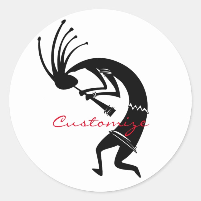 Adesivo Redondo Leitor de flauta Kokopelli Thunder_Cove (Frente)