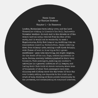 Adesivo Redondo Leitor de Texto do Livro Charles Dickens da Bleak 