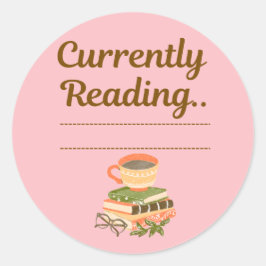 Adesivo Redondo Leitura Atualmente - Rótulo Gravável Para Publicad