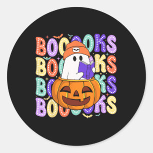 Adesivo Redondo Leitura da Bibliotecária do Halloween do Professor