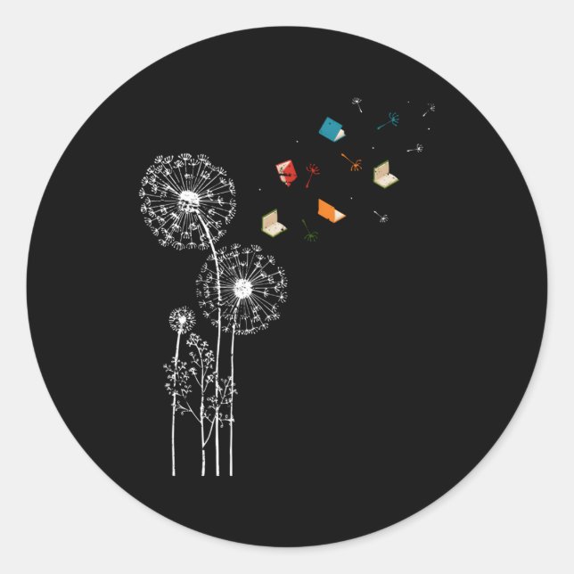 Adesivo Redondo Leitura Dandelion do Livro Bibliotecário do Bookwo (Frente)