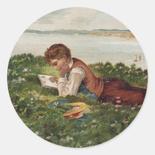 Adesivo Redondo Leitura de estudante