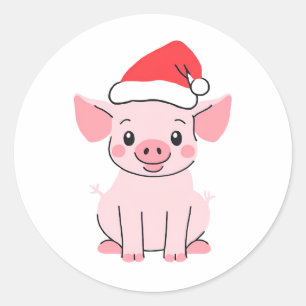 Adesivo Redondo Leitura de Natal precioso com Santa Hat