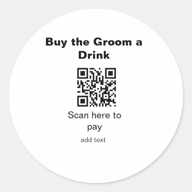 Adesivo Redondo leitura de QR code de solteiro para pagar uma bebi (Frente)