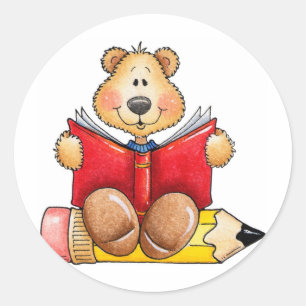 Adesivo Redondo Leitura do Urso de Teddy