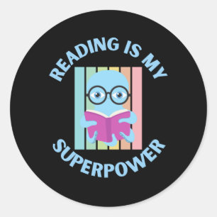 Adesivo Redondo leitura é minha superpotência