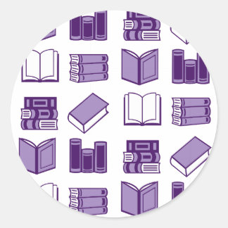 Adesivo Redondo Leitura e Padrão de Escrevendo de Livro Roxo
