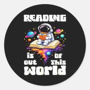 Adesivo Redondo Leitura engraçada é fora deste mundo espaço fofo