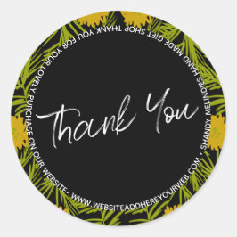 Adesivo Redondo Leitura Floral Amarela - Obrigado