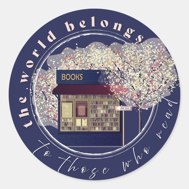 Adesivo Redondo Leitura, Leitura, Livros Bibliotecários (Frente)