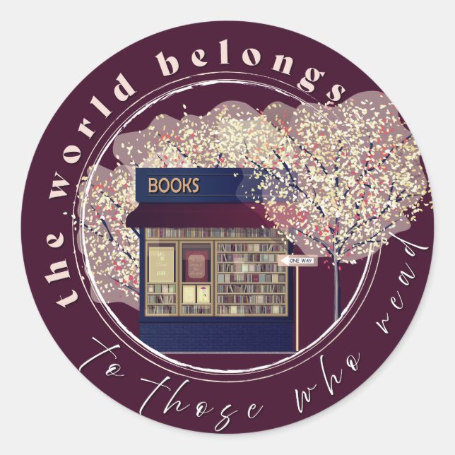 Adesivo Redondo Leitura, Leitura, Livros Bibliotecários (Frente)