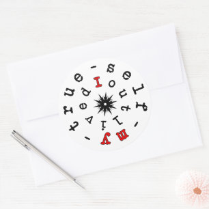 Adesivo Redondo Lema existencial: Eu sobrevivi ao meu verdadeiro e