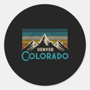 Adesivo Redondo Lembrança de Denver Colorado Vintage Montanhas Cam