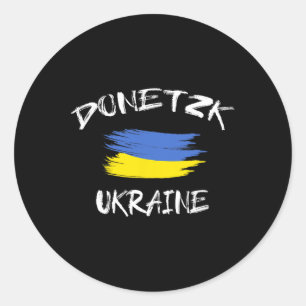 Adesivo Redondo Lembrança de Donetsk Ucrânia Bandeira do País Ucra