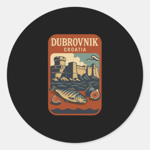 Adesivo Redondo Lembrança de Dubrovnik Croácia Comida Croata E Via