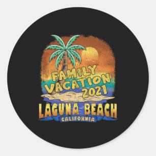 Adesivo Redondo Lembrança de Férias em Família em Laguna Beach Cal